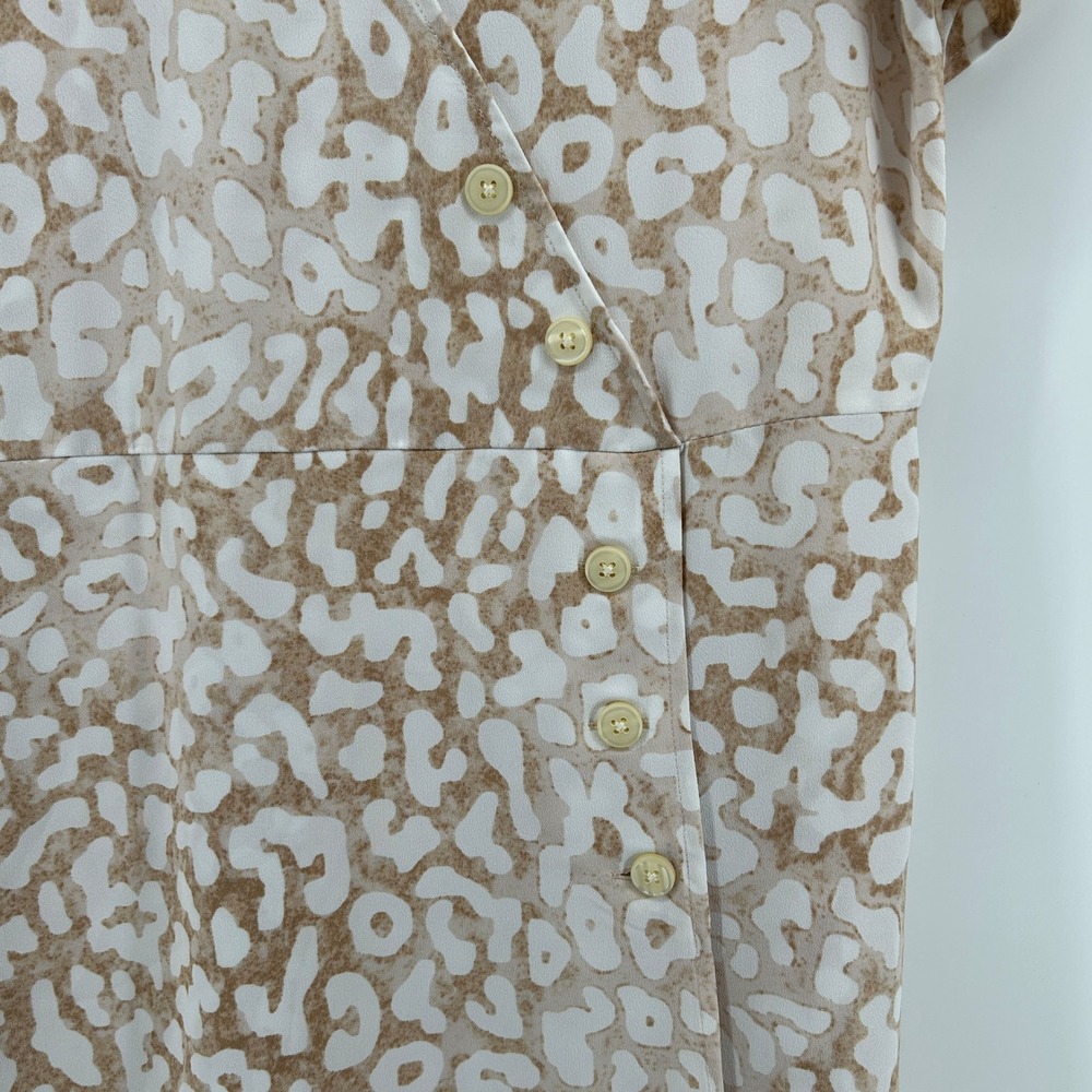Ann Taylor Factory Tan Leopard Faux Wrap Midi Dress 16 Career Neutral Formal - Picture 3 of 9
